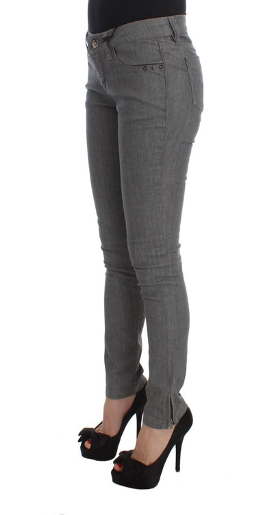 Gray Cotton Blend Slim Fit Jeans