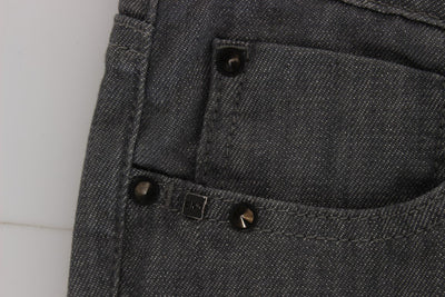 Gray Cotton Blend Slim Fit Jeans
