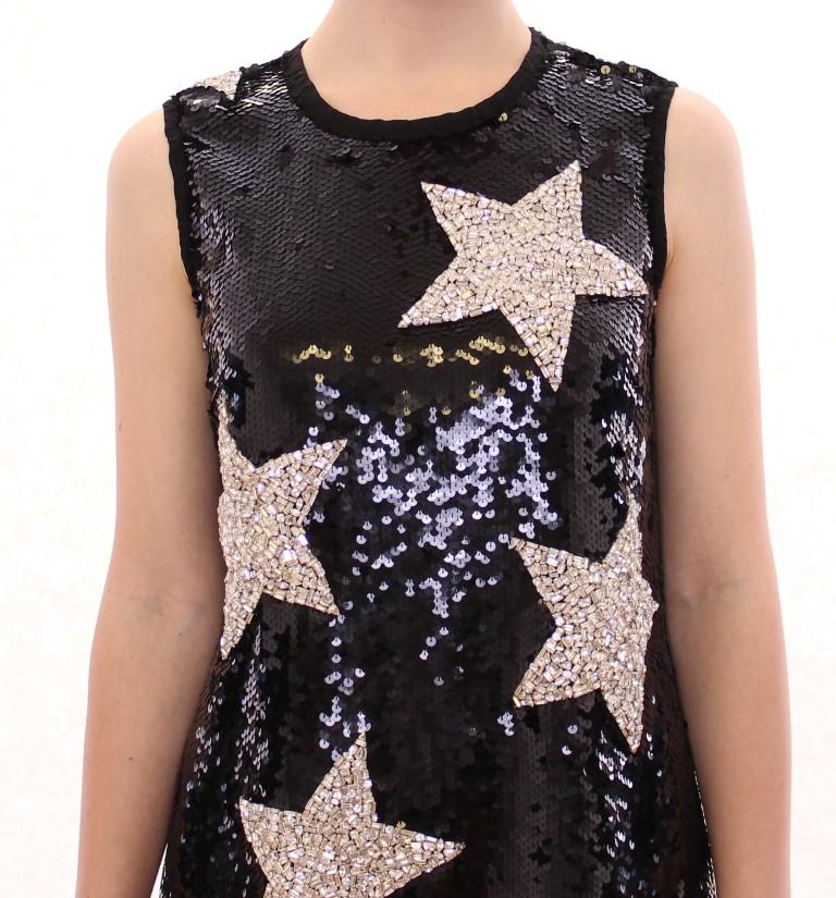 Masterpiece black crystal swarovski stars sheath dress
