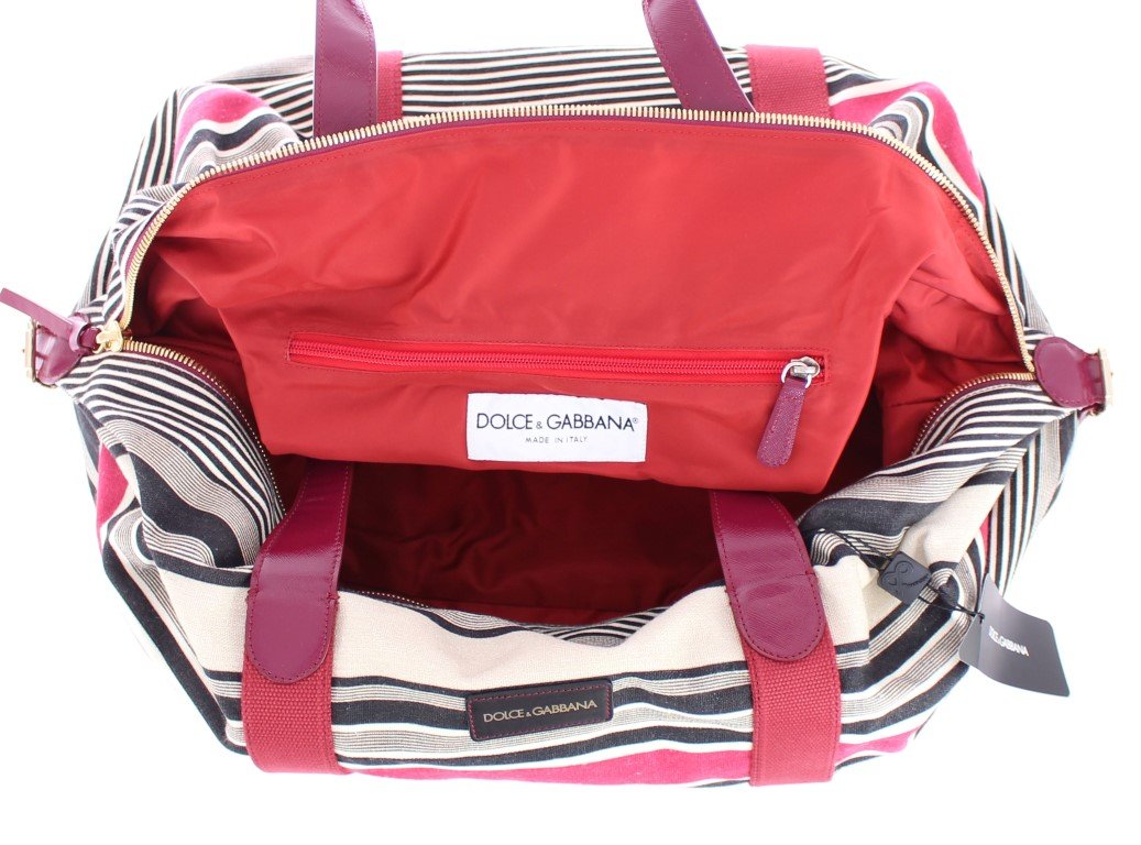 Multicolor striped boston bag