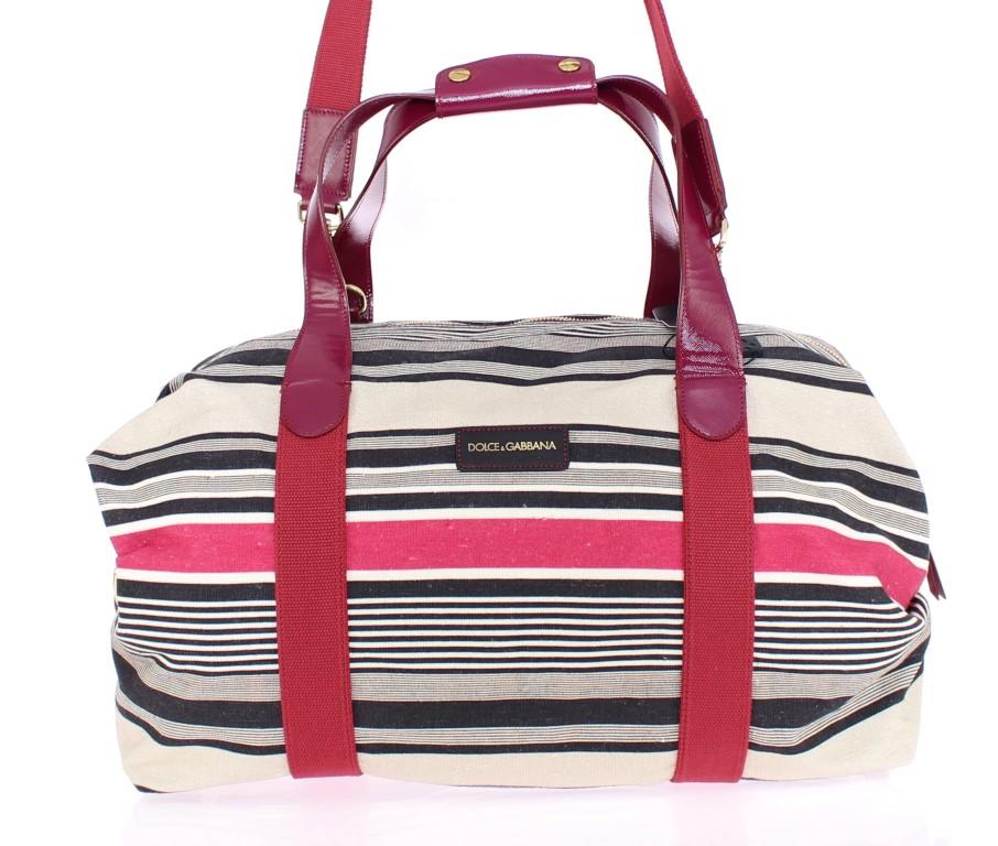 Multicolor striped boston bag