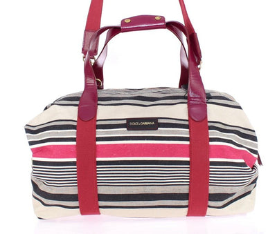 Multicolor striped boston bag
