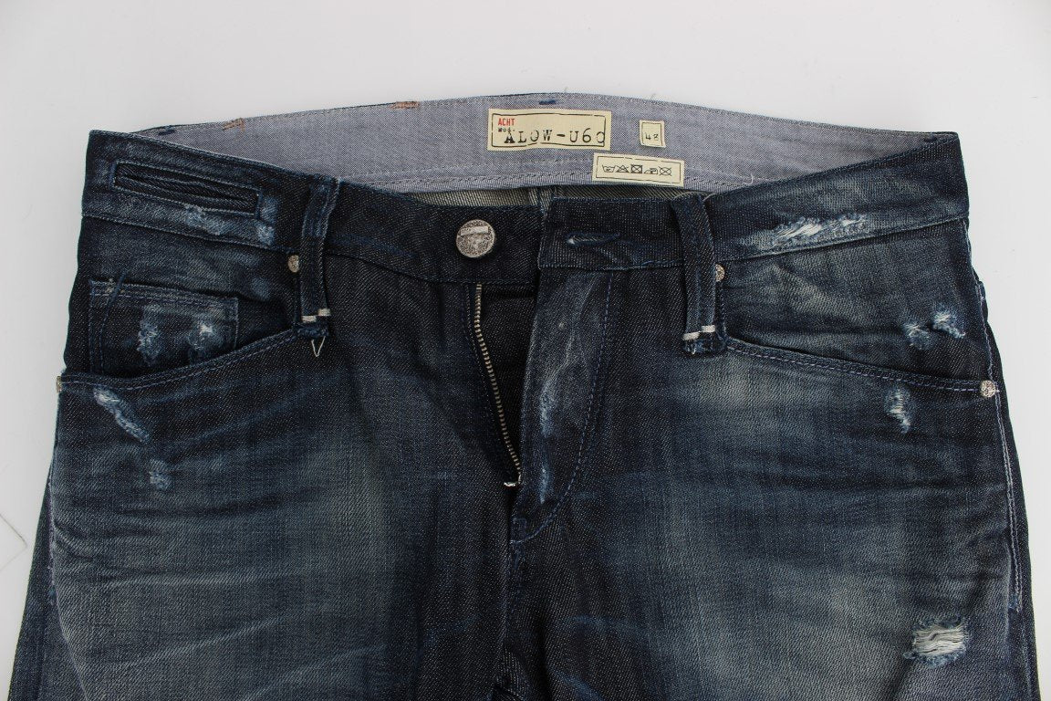 Blue Cotton Regular Straight Fit Jeans