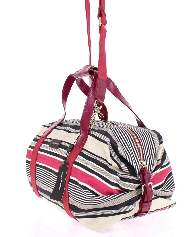 Multicolor striped boston bag