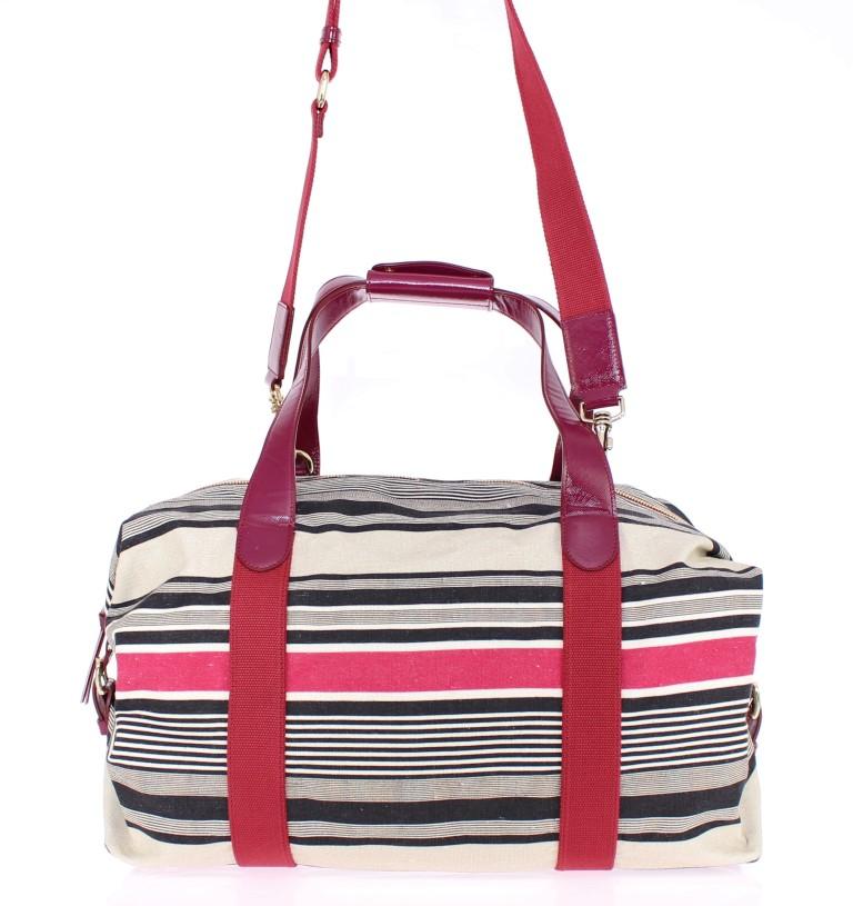 Multicolor striped boston bag
