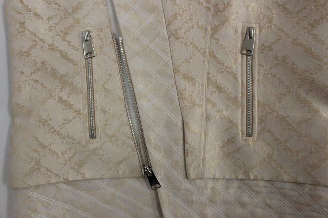 Beige brocade sleeveless jacket
