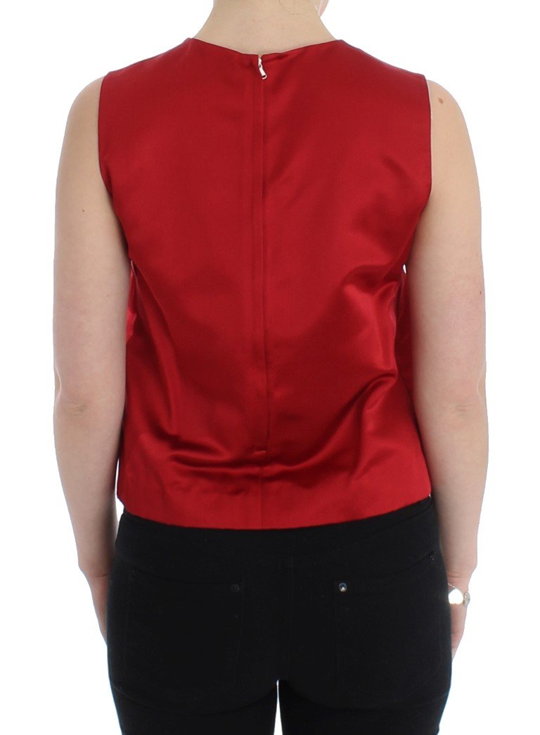 Red silk tank top