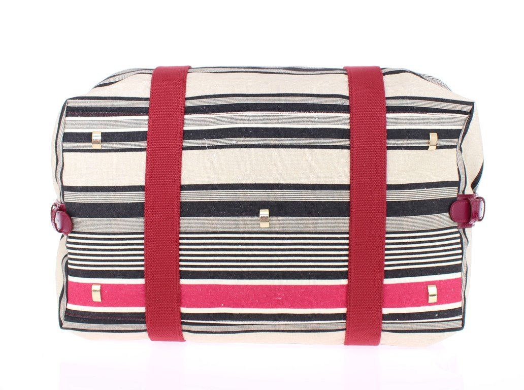 Multicolor striped boston bag