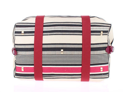 Multicolor striped boston bag