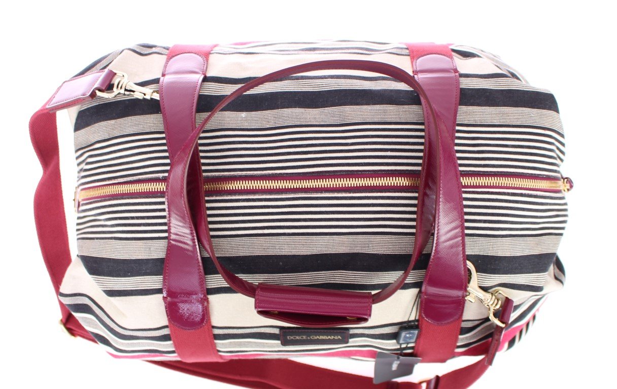 Multicolor striped boston bag