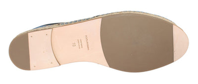 Blue Canvas Bird Pattern Espadrilles