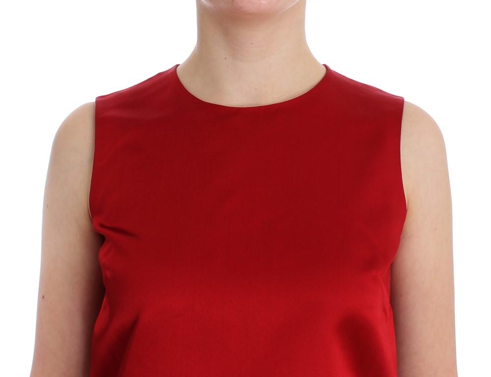 Red silk tank top
