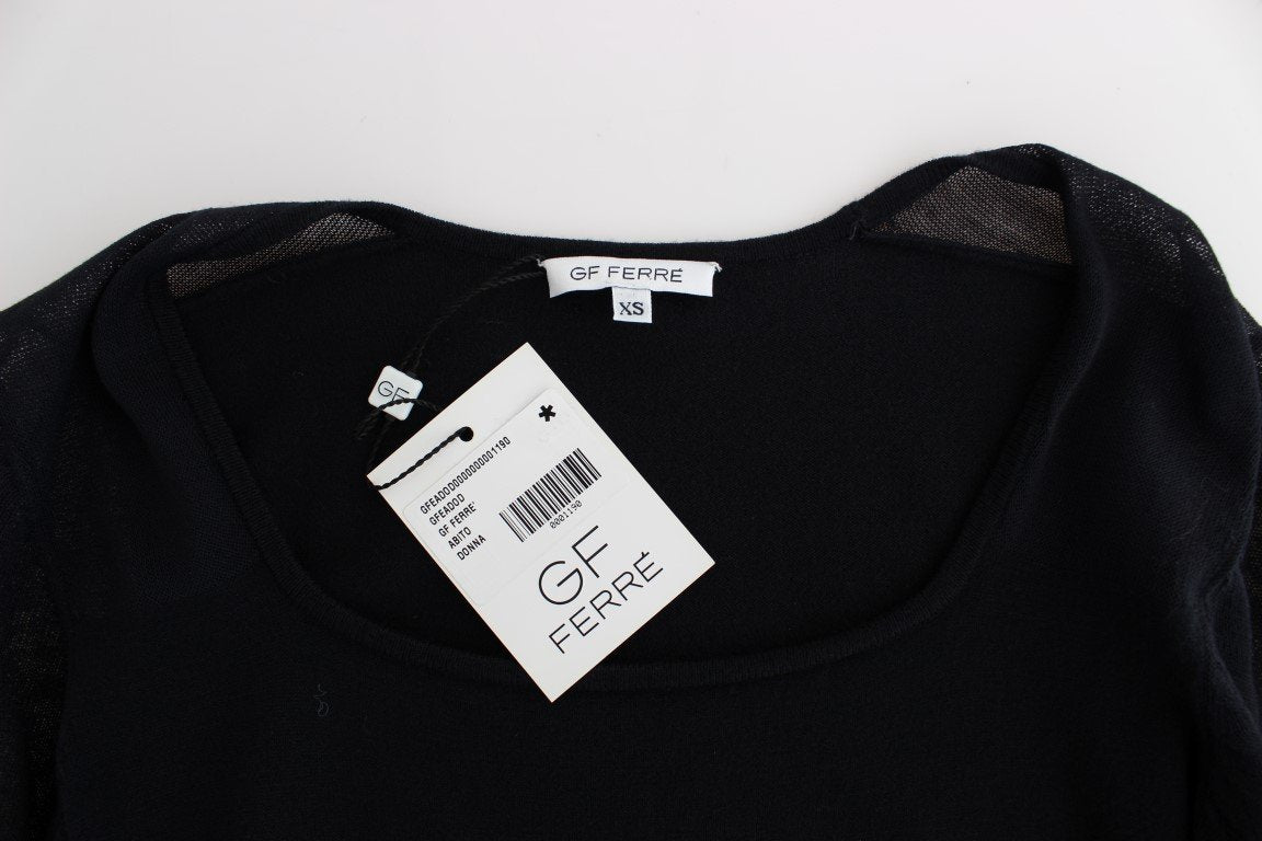 Black Longsleeved Knitted Sweater Dress