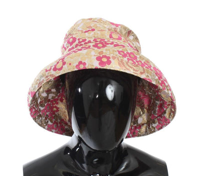 Gold Pink Jacquard Floral Hat