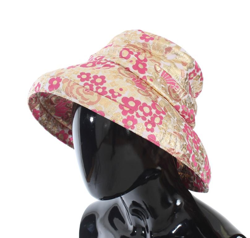 Gold Pink Jacquard Floral Hat