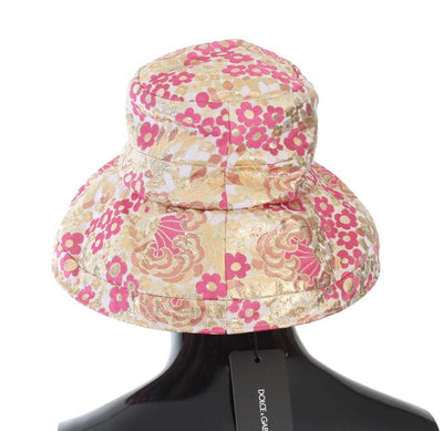 Gold Pink Jacquard Floral Hat