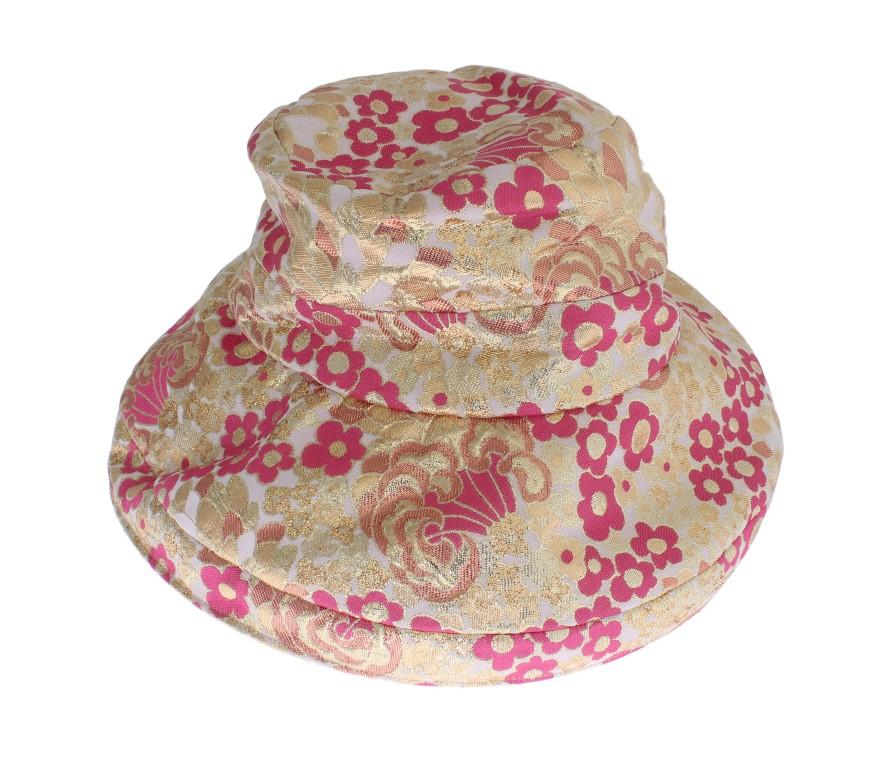 Gold Pink Jacquard Floral Hat