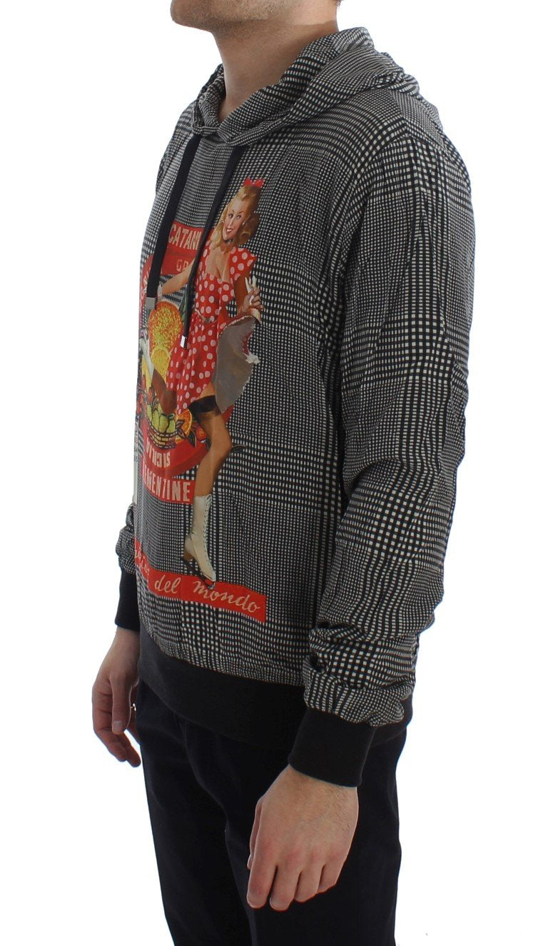 GENNAIO Print Hooded Pullover Silk Sweater