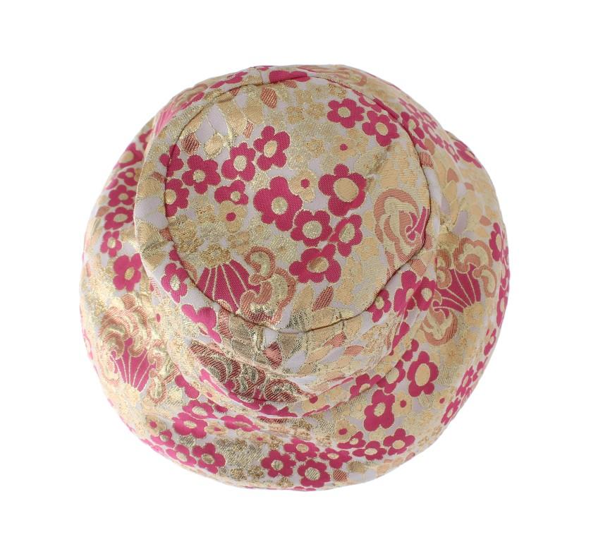 Gold Pink Jacquard Floral Hat