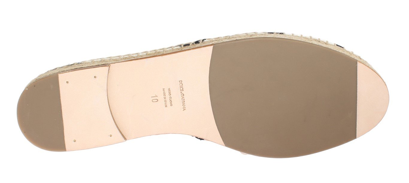 White Canvas Black Striped Espadrilles