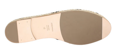 White Canvas Black Striped Espadrilles
