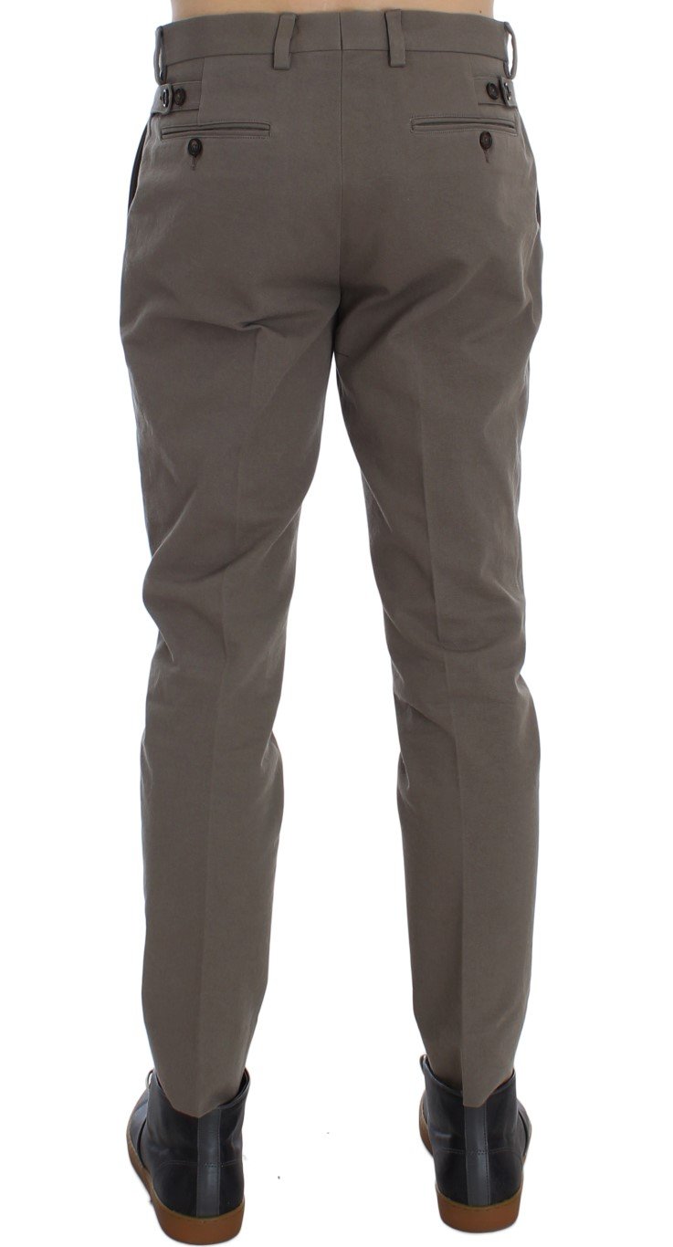 Beige Cotton Chinos Pants