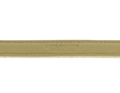 Beige Cotton Leather Crystal Buckle Belt