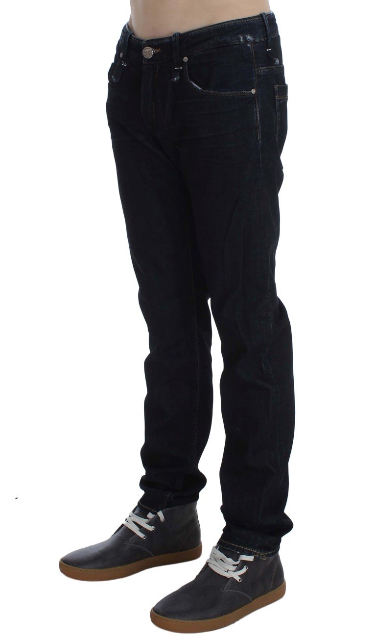 Dark Blue Cotton Slim Skinny Fit Jeans
