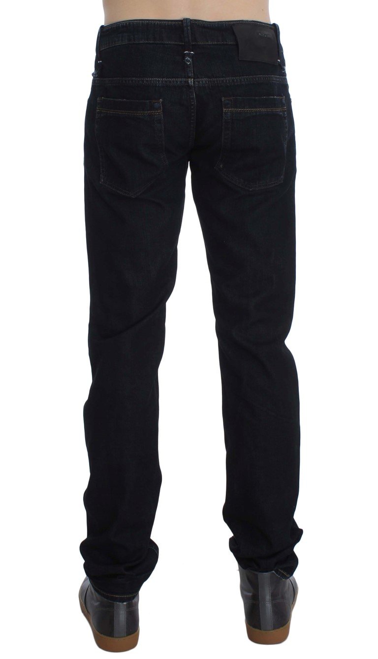 Dark Blue Cotton Slim Skinny Fit Jeans