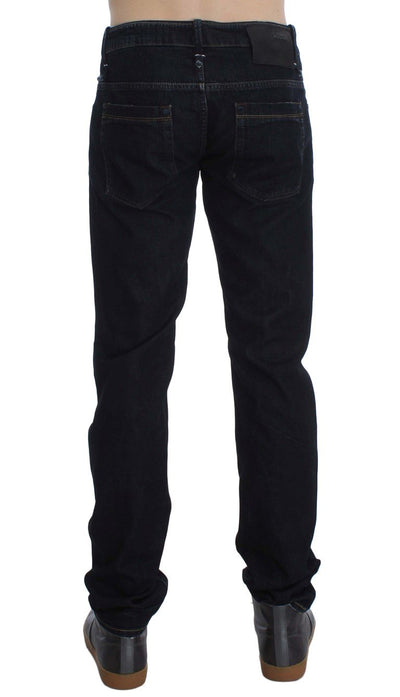 Dark Blue Cotton Slim Skinny Fit Jeans