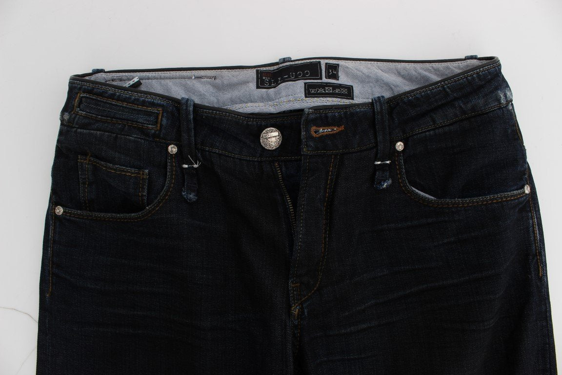 Dark Blue Cotton Slim Skinny Fit Jeans