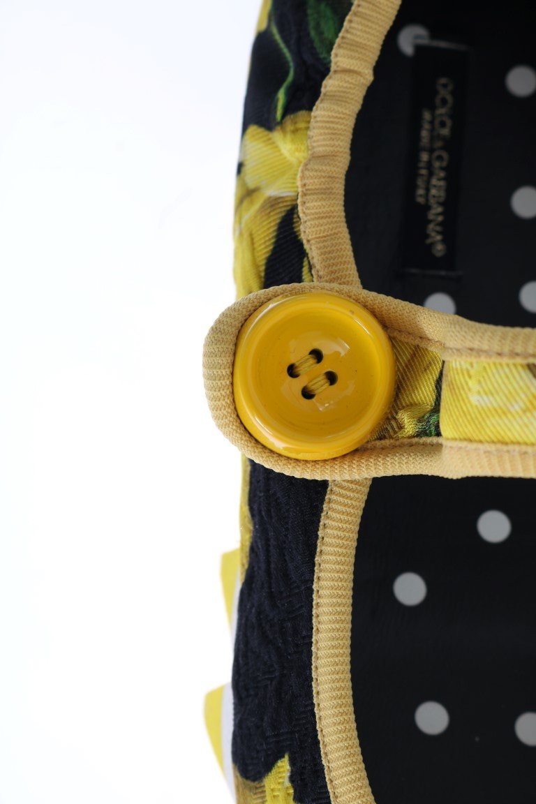 Yellow Tulip Brocade Strap Ballerina Shoes