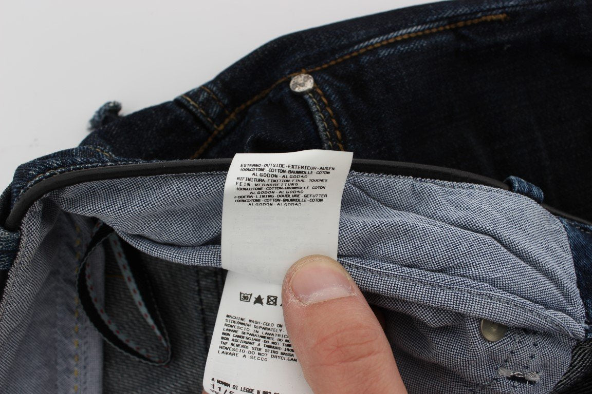 Dark Blue Cotton Slim Skinny Fit Jeans