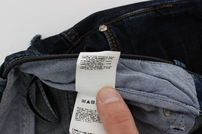 Dark Blue Cotton Slim Skinny Fit Jeans