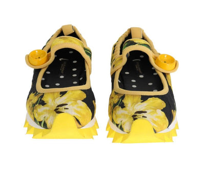 Yellow Tulip Brocade Strap Ballerina Shoes