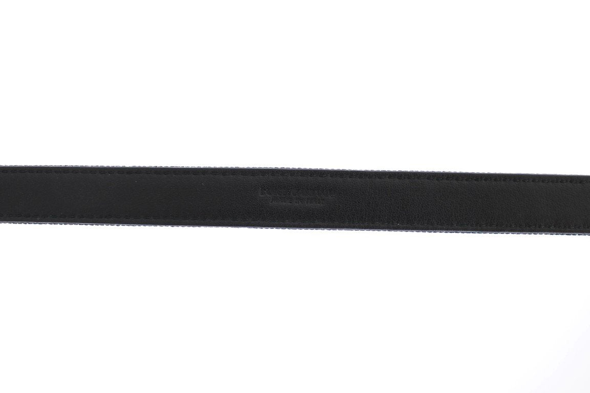 Blue Denim Leather Crystal Buckle Belt