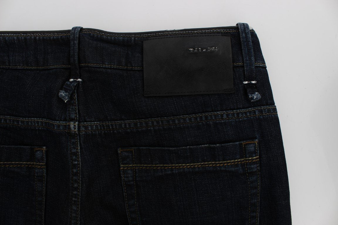 Dark Blue Cotton Slim Skinny Fit Jeans