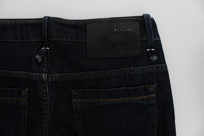 Dark Blue Cotton Slim Skinny Fit Jeans