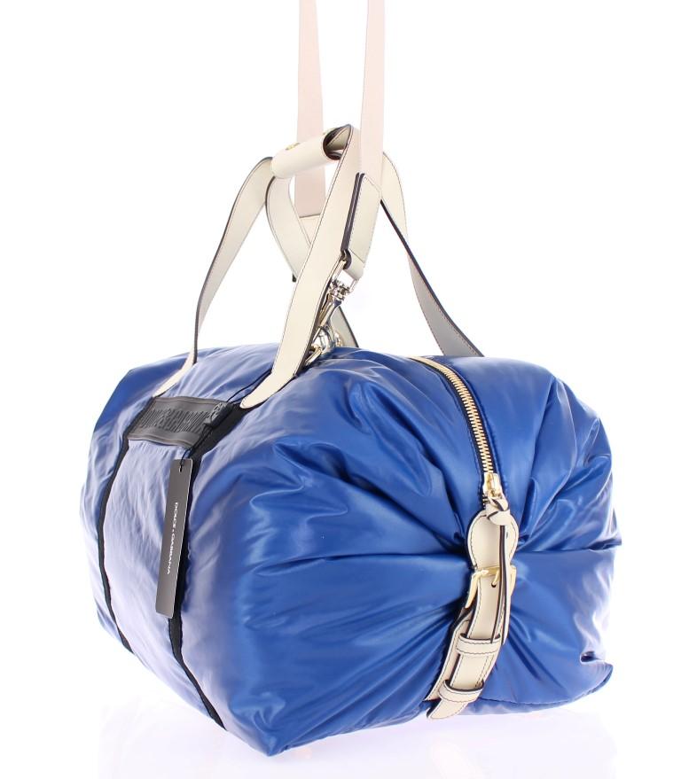 Blue nylon boston bag
