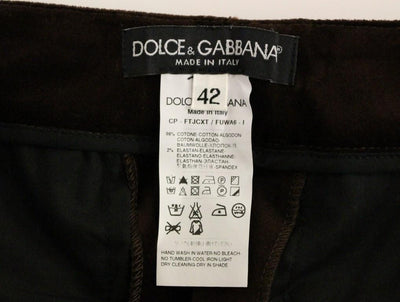 Brown Cotton Cropped Chinos Jeans Pants