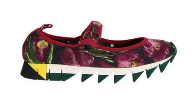 Purple Tulip Brocade Strap Ballerina Shoes