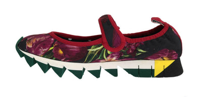 Purple Tulip Brocade Strap Ballerina Shoes