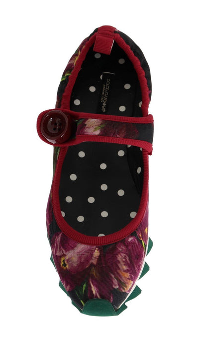 Purple Tulip Brocade Strap Ballerina Shoes