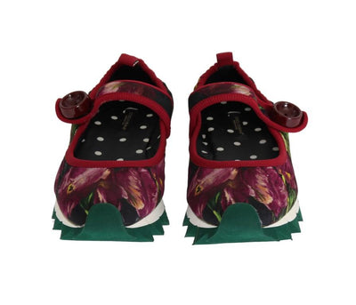 Purple Tulip Brocade Strap Ballerina Shoes
