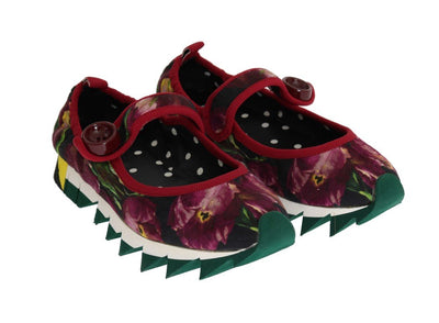 Purple Tulip Brocade Strap Ballerina Shoes