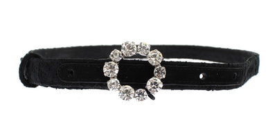 Black Lace Satin Crystal Buckle Belt
