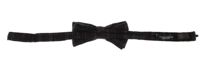Gray Brown Checkered Pattern Bow Tie