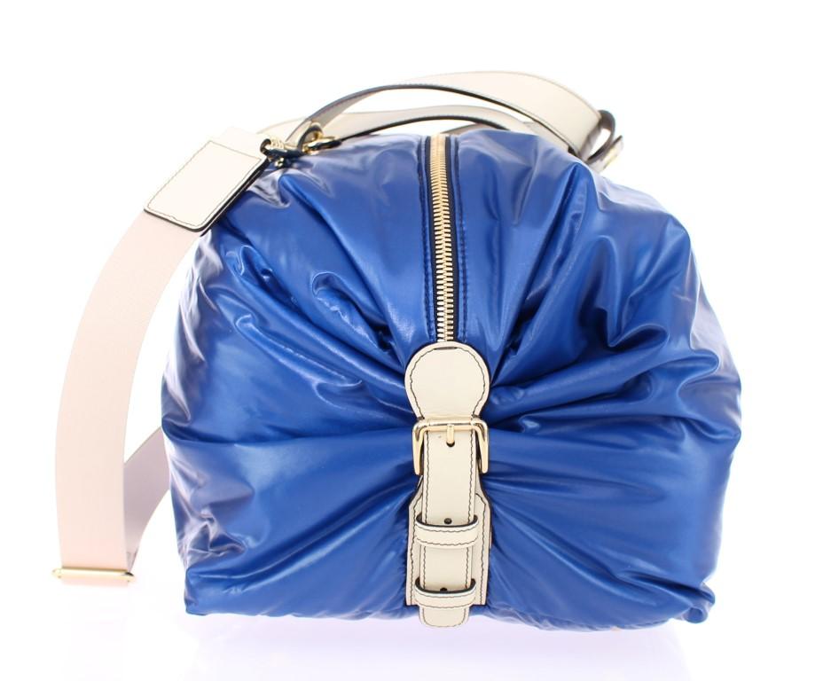 Blue nylon boston bag