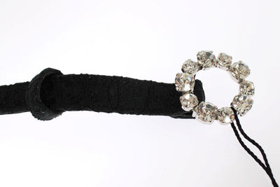 Black Lace Satin Crystal Buckle Belt