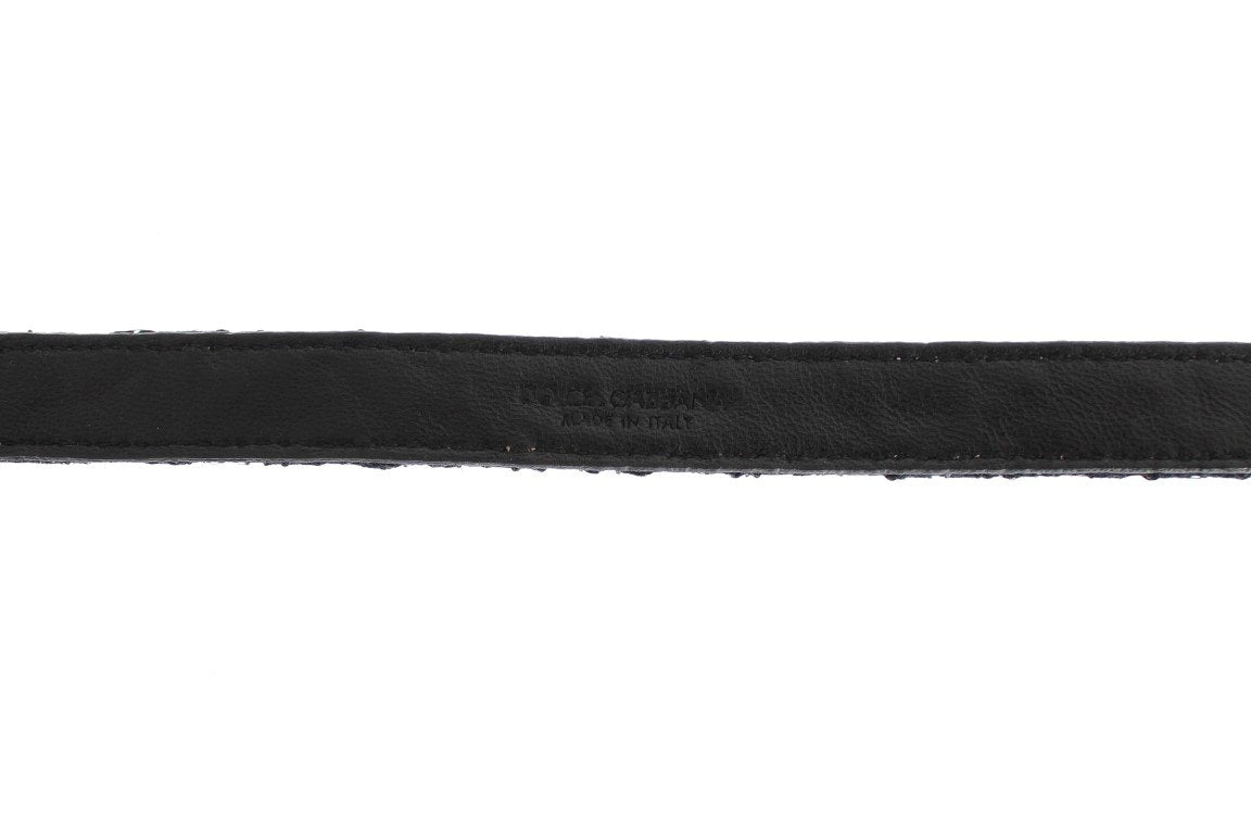 Black Lace Satin Crystal Buckle Belt